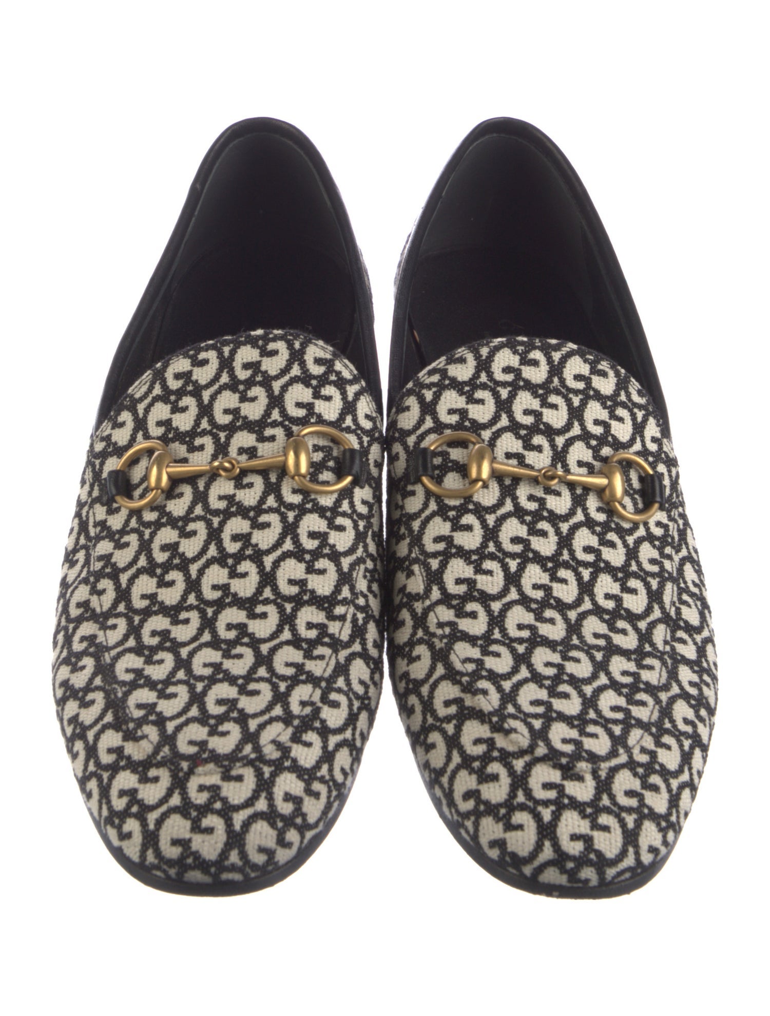 Gucci Horsebit Accent Canvas Loafers